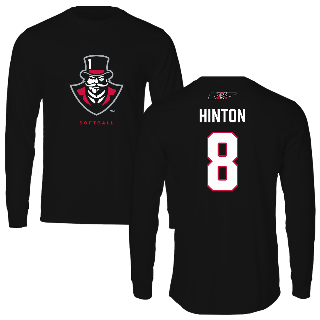Austin Peay State University Softball Black Mascot Performance Long Sleeve - #8 Kiley Hinton