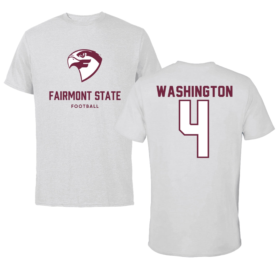 Fairmont State University Football Light Gray Performance Tee - #4 Donovan Washington