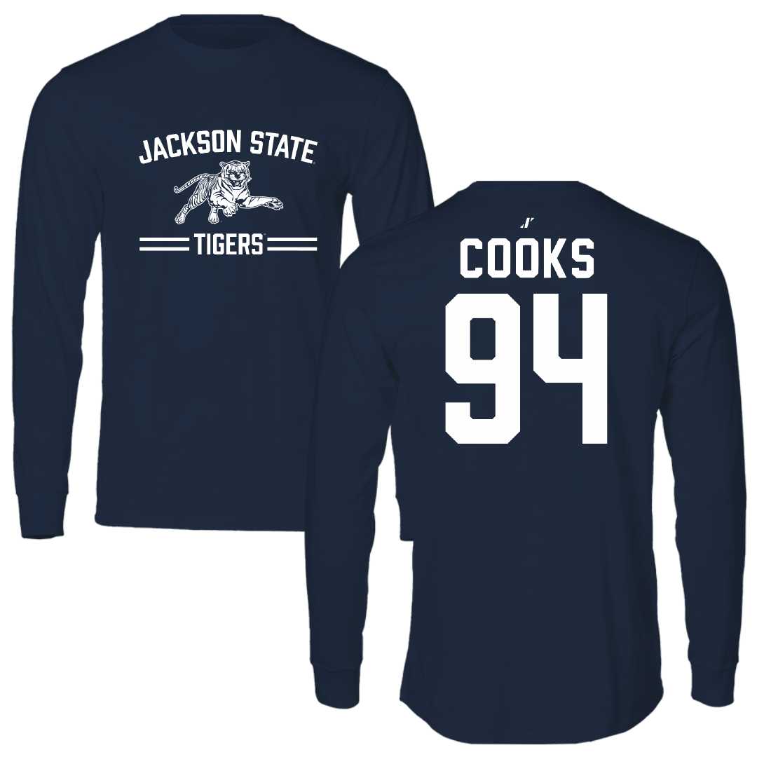 Jackson State University Football Navy General Long Sleeve - #94 Stanley Cooks