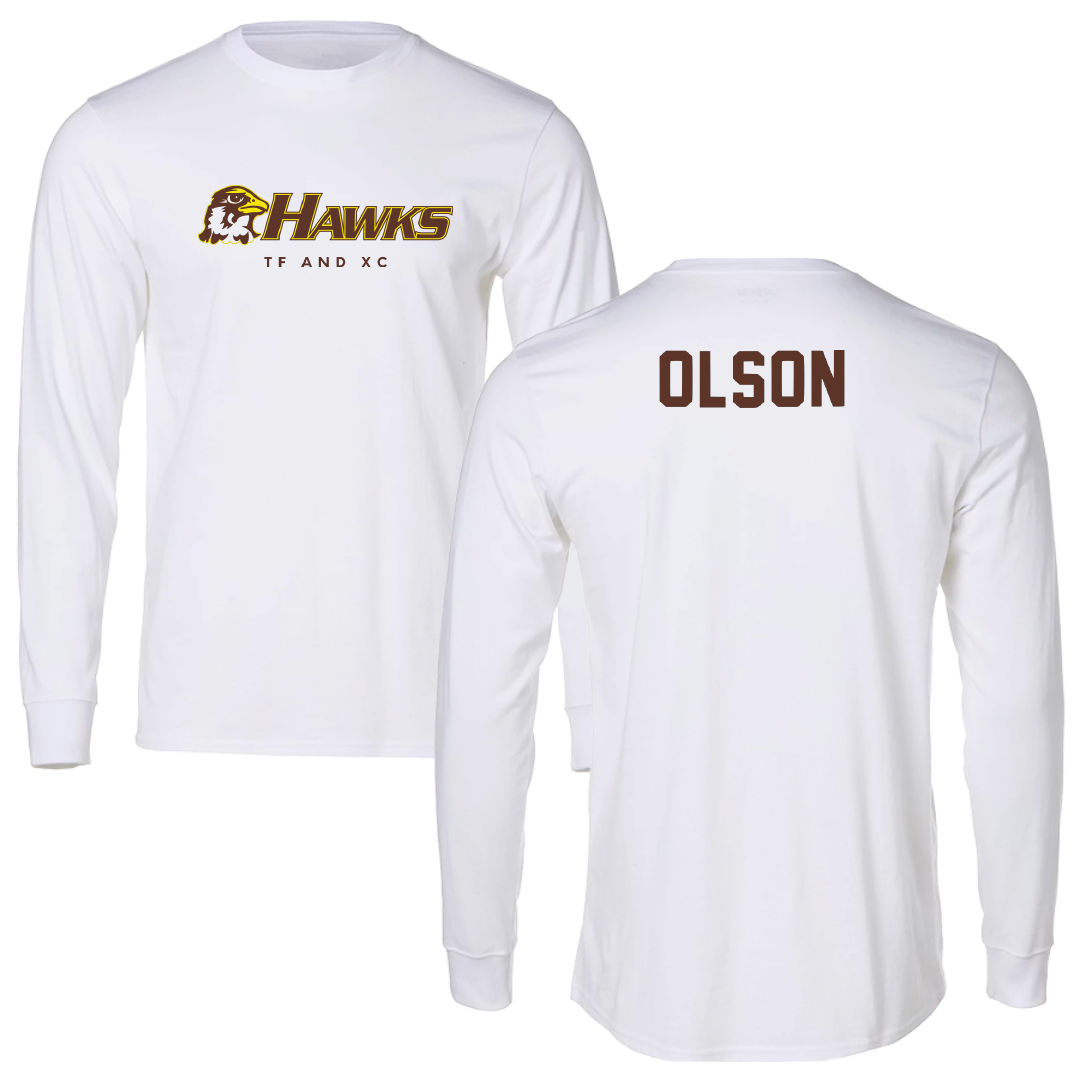 Quincy University TF and XC White Performance Long Sleeve - Vinny Olson