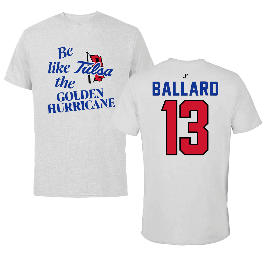 The University of Tulsa Football Light Gray Be Like Us Performance Tee - #13 Jeremiah Ballard