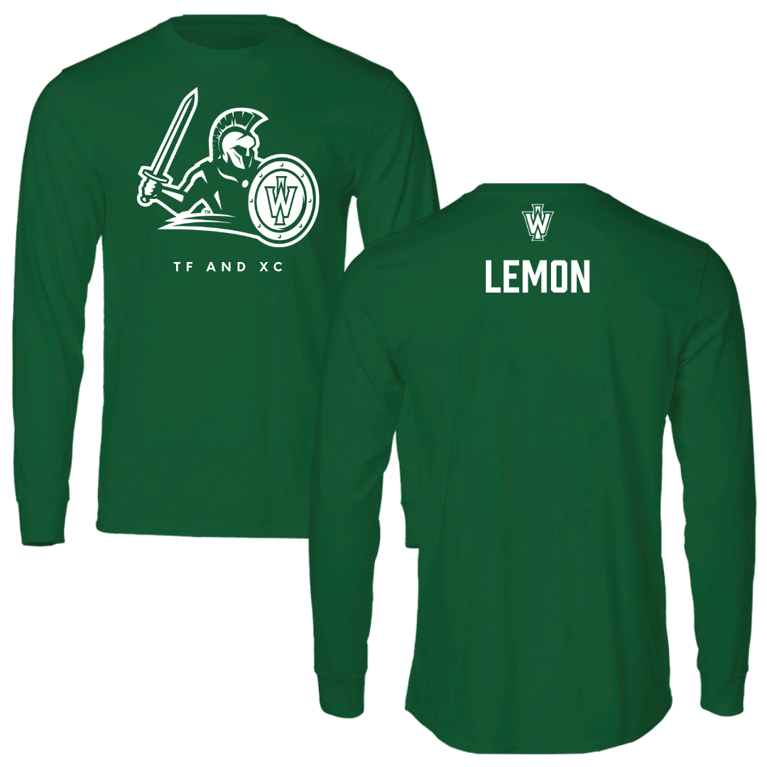 Illinois Wesleyan University TF and XC Kelly Green Performance Long Sleeve - Davion Lemon