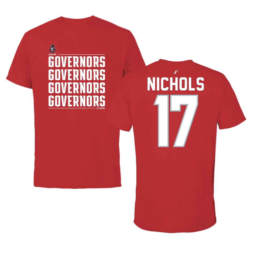 Austin Peay State University Softball Red General Tee - #17 Emberly Nichols