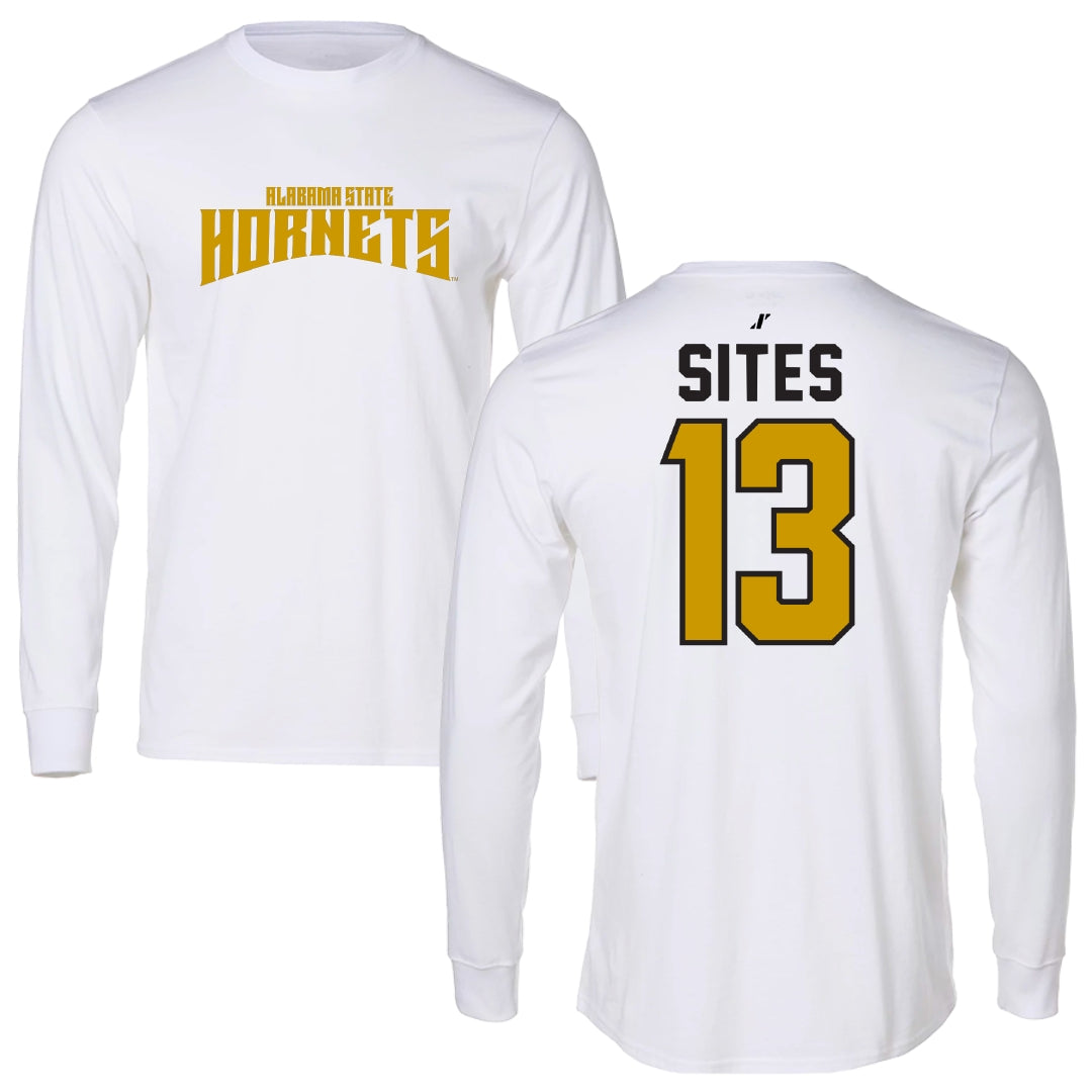 Alabama State University Soccer White Classic Performance Long Sleeve - #13 Briana Sites