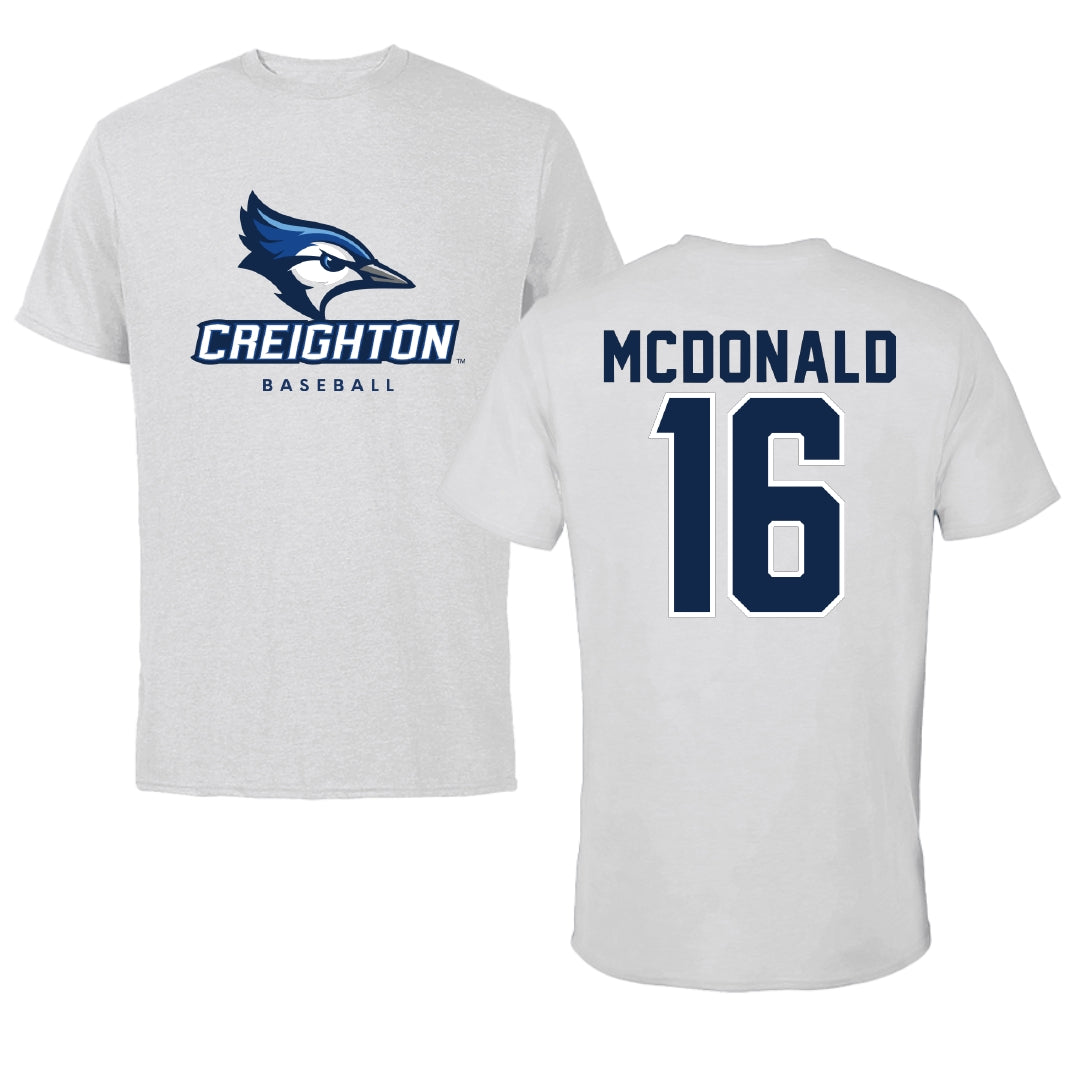Creighton University Baseball Light Gray Tee - #16 John McDonald