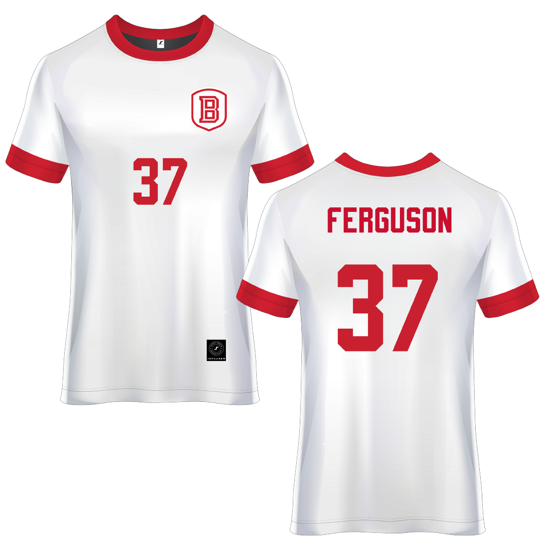 Bradley University White Soccer Jersey - #37 Ian Ferguson
