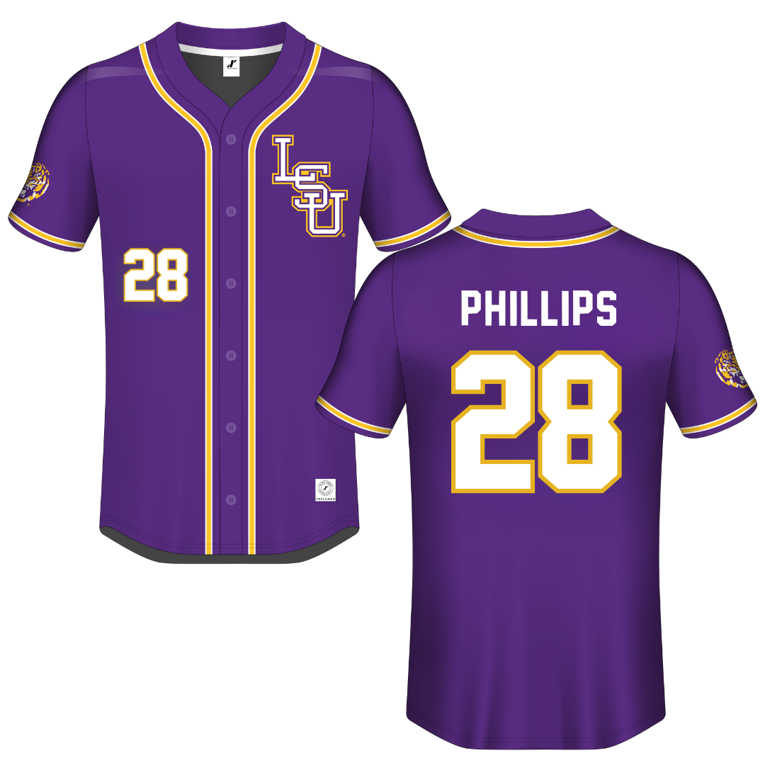 Louisiana State University Purple Button-Down Jersey - #28 Jada Phillips
