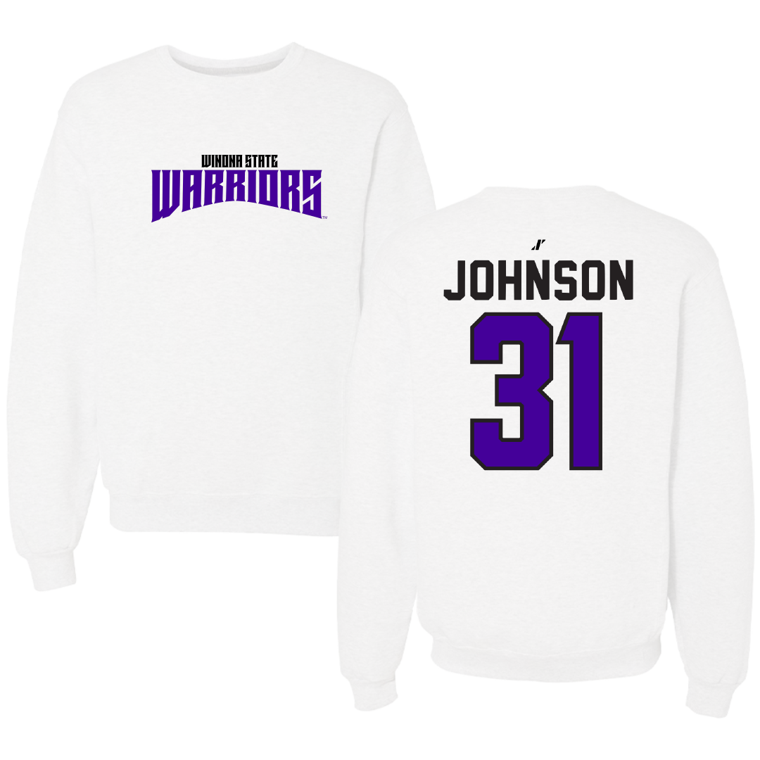 Winona State University Basketball White Classic Crewneck - #31 Caleb Johnson