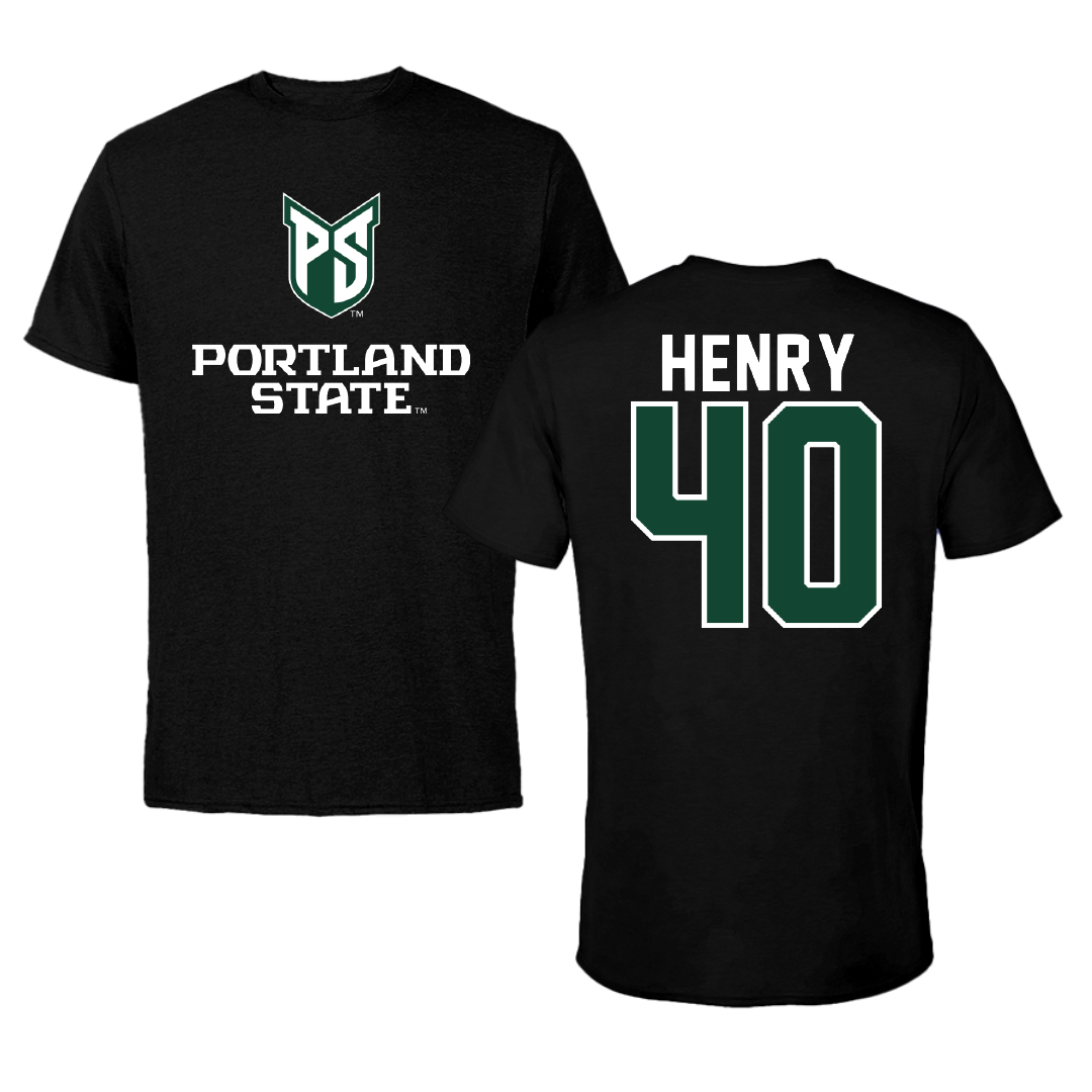 Portland State University Softball Black Block Performance Tee - #40 Jade Henry