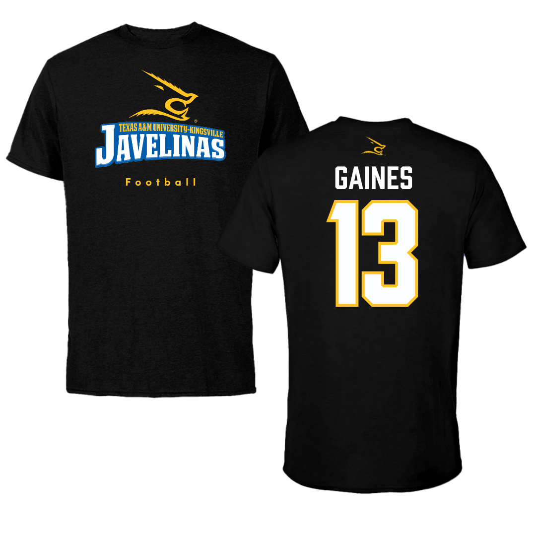 Texas A&M University-Kingsville Football Black Tee - #13 Jason Gaines