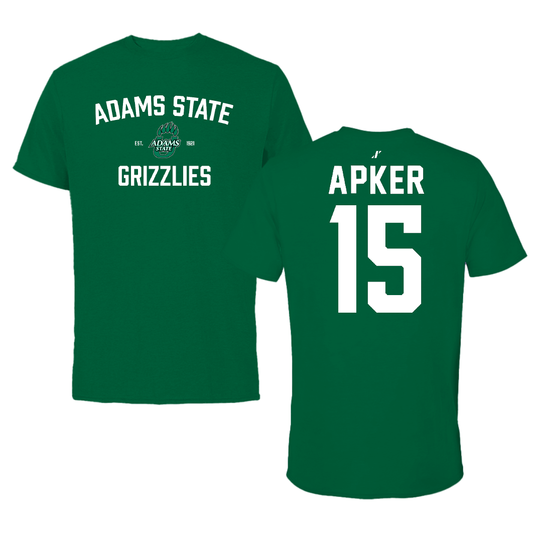 Adams State University Baseball Green General Tee - #15 Cory Apker