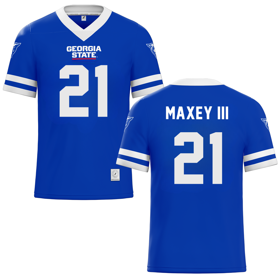 Georgia State University Blue Football Jersey - #21 Derrick Maxey III