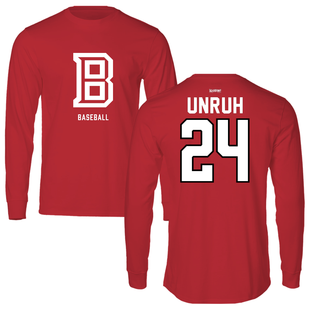 Bradley University Baseball Red Performance Long Sleeve - #24 Kenton Unruh