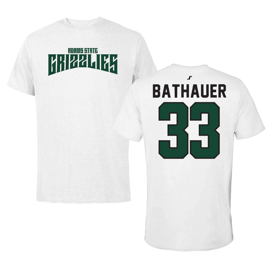 Adams State University Baseball White Classic Tee - #33 Matt Bathauer