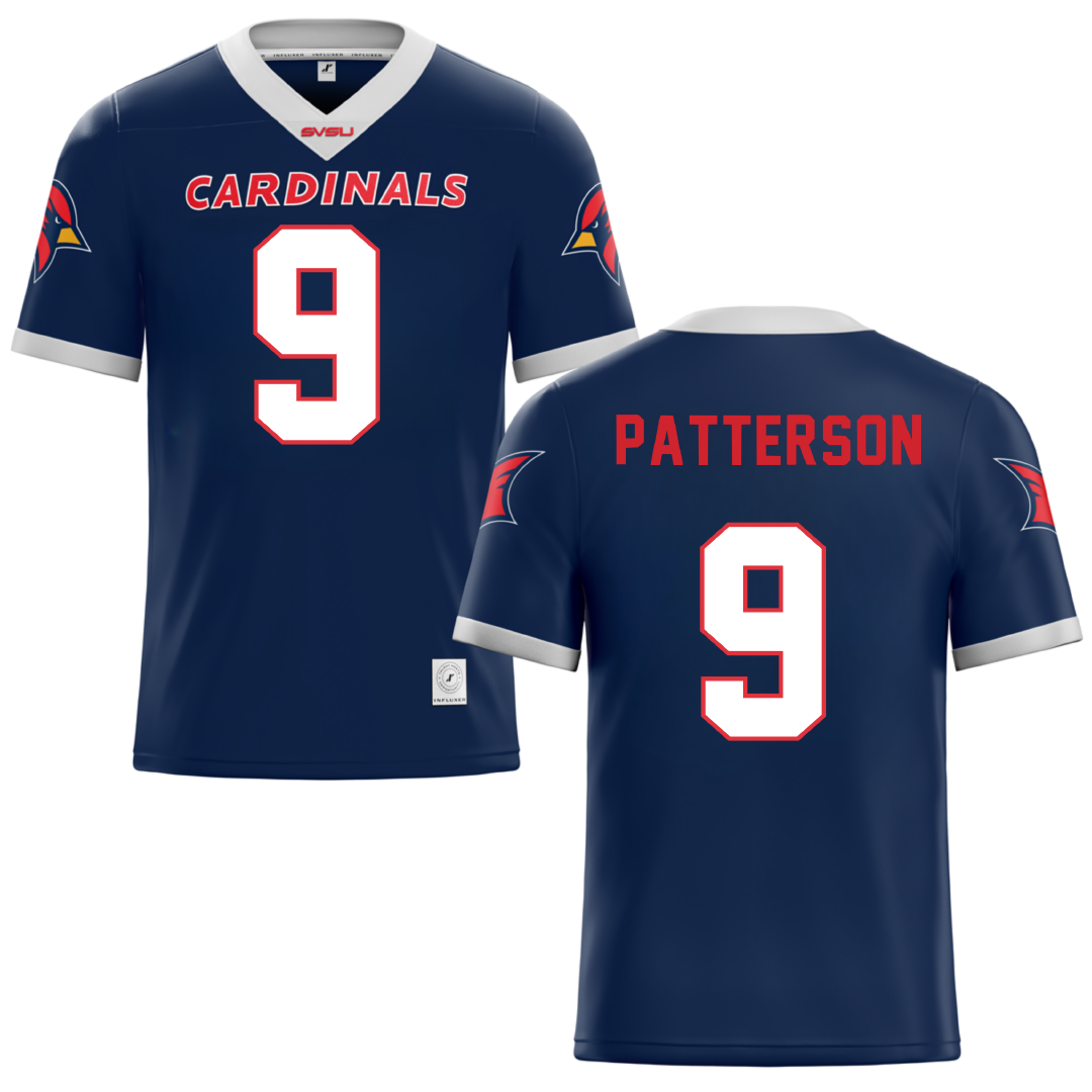 Saginaw Valley State University Navy Football Jersey - #9 Nick Patterson