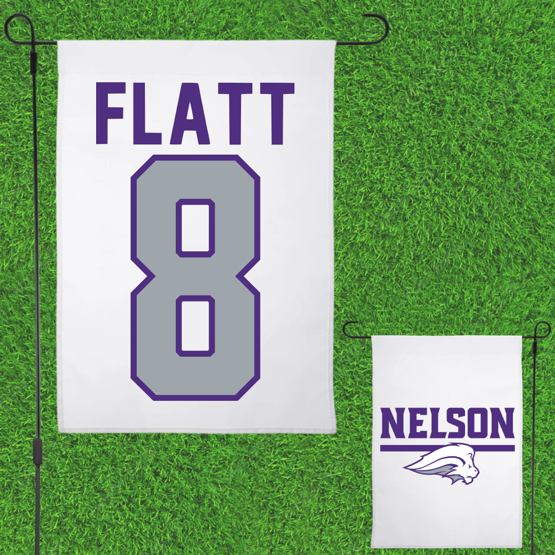 Nelson University Baseball White Garden Flag - #8 Wesley Flatt