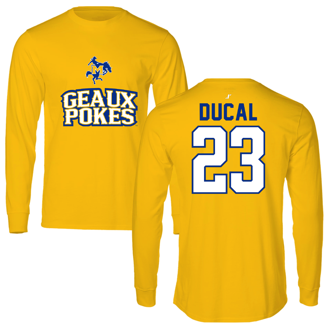 McNeese State University Soccer Gold General Performance Long Sleeve - #23 Dom Ducal