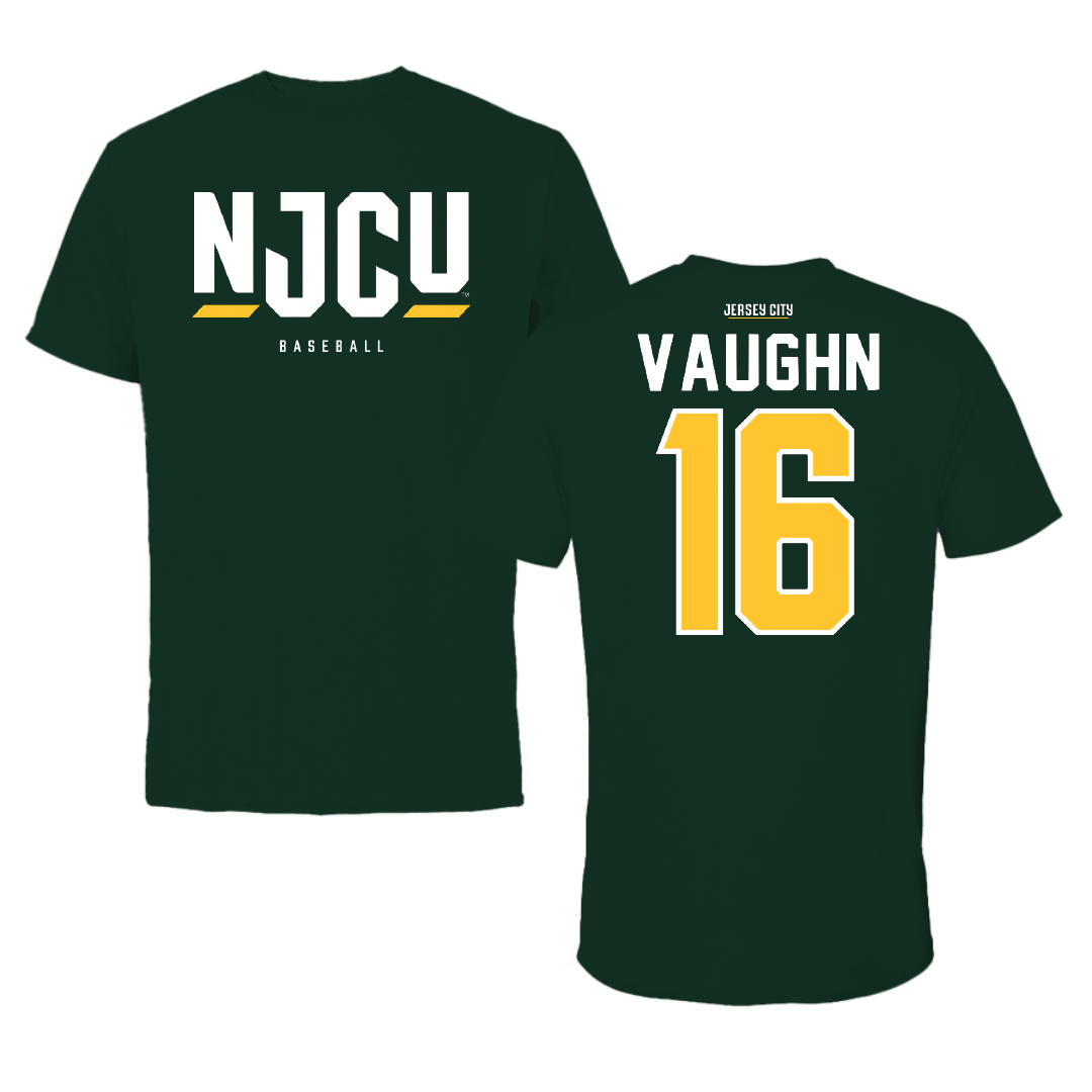 New Jersey City University Baseball Forest Green Tee - #16 Nick Vaughn