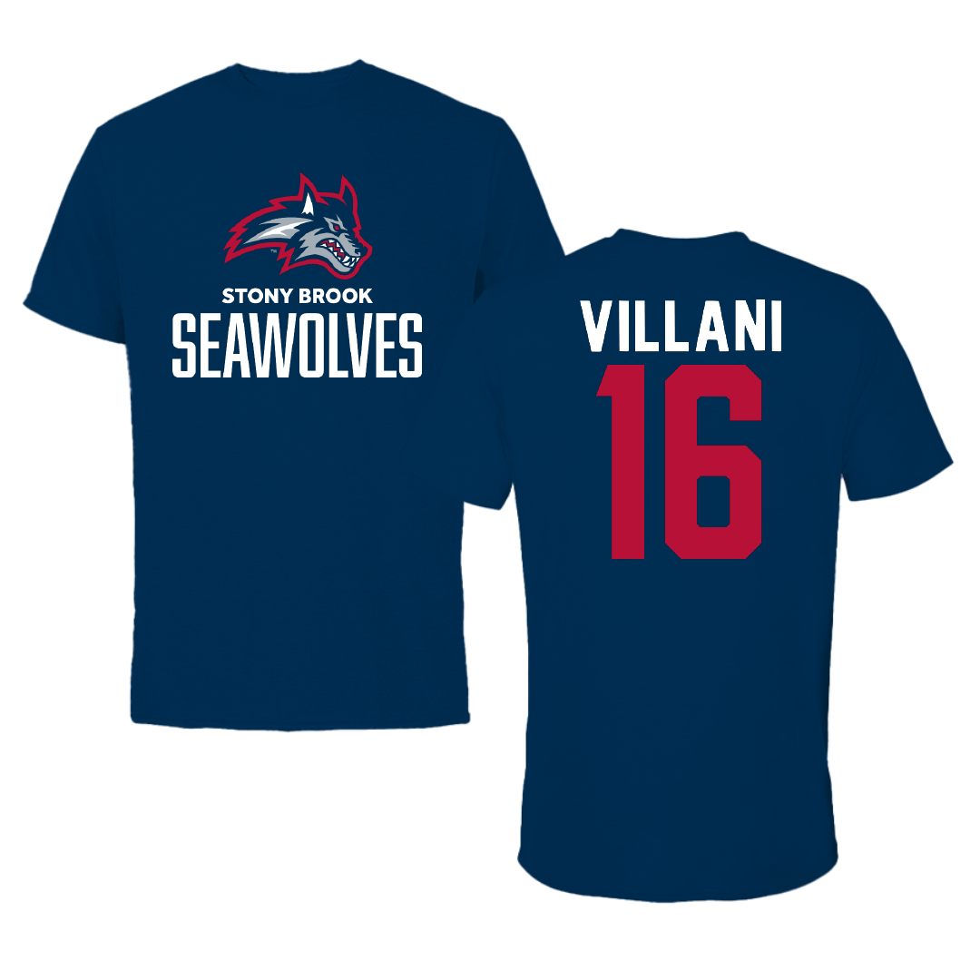 Stony Brook University Baseball Navy Performance Tee - #16 Mike Villani