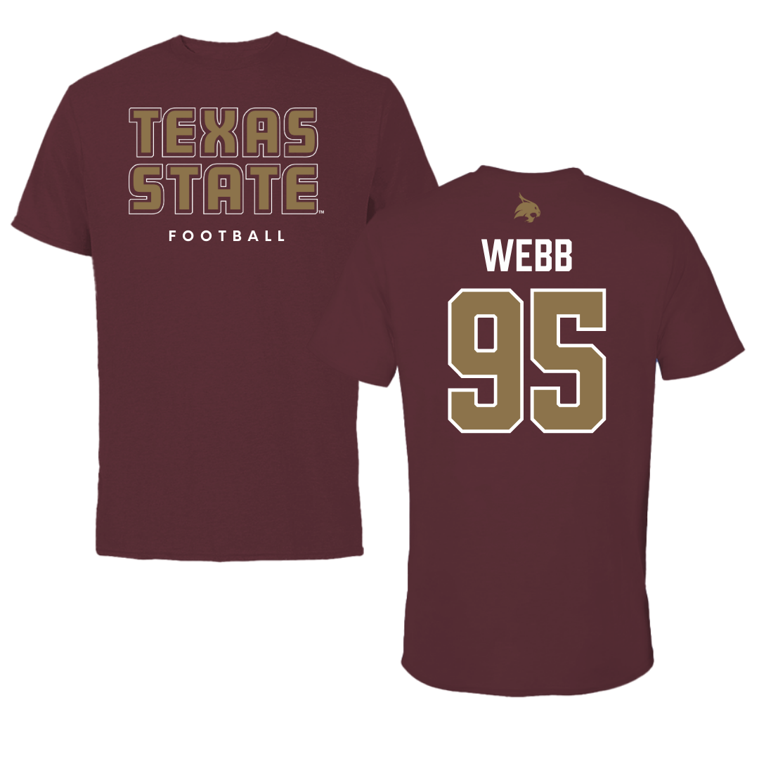 Texas State University Football Maroon Performance Tee - #95 Terry Webb