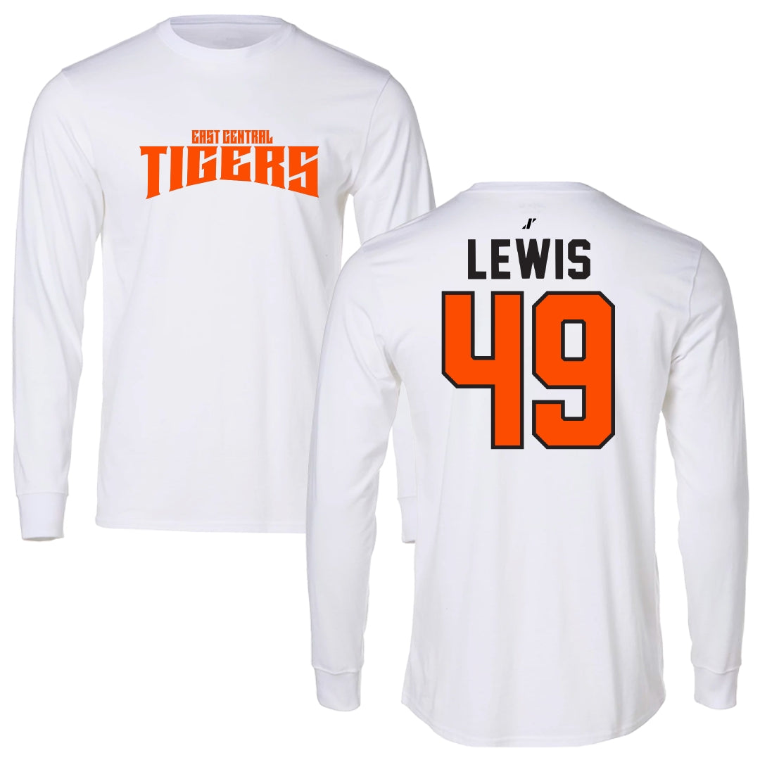East Central University Football White Classic Long Sleeve - #49 Amajah Lewis