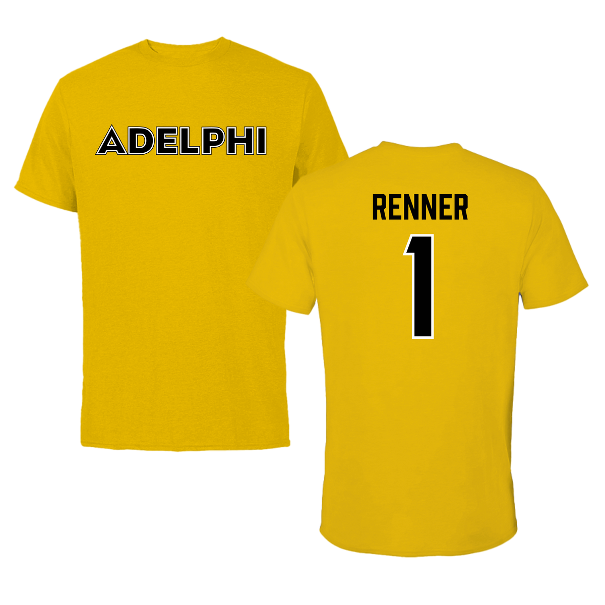 Adelphi University Lacrosse Gold Tee - #1 Dylan Renner