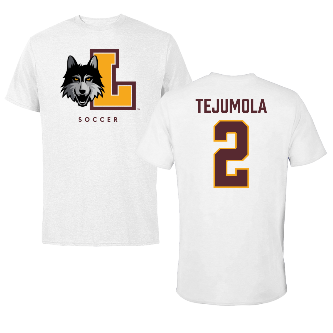 Loyola University-Chicago Soccer White Performance Tee - #2 Kamran Tejumola