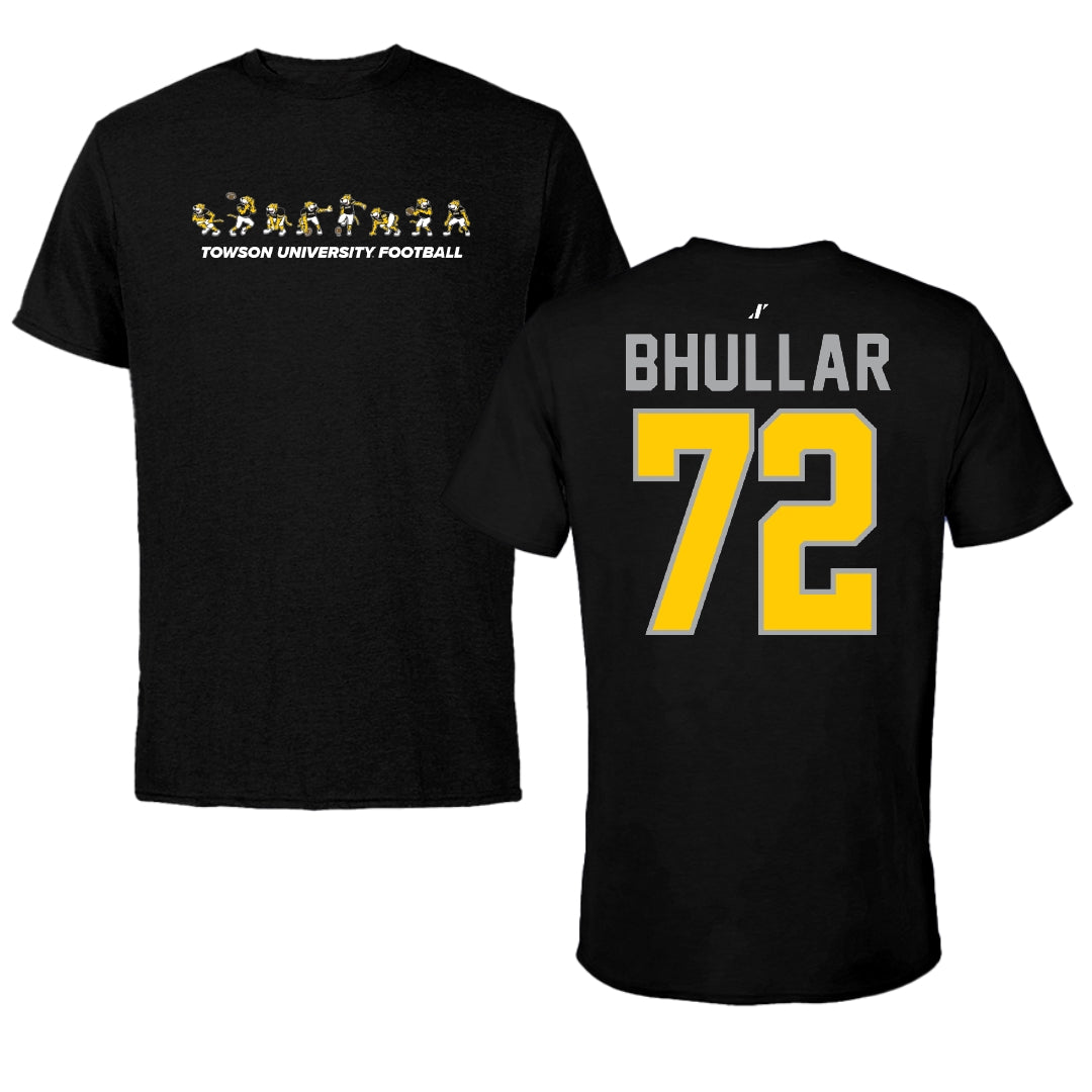 Towson University Football Black Cartoon Doc Team Performance Tee - #72 Sahil Bhullar