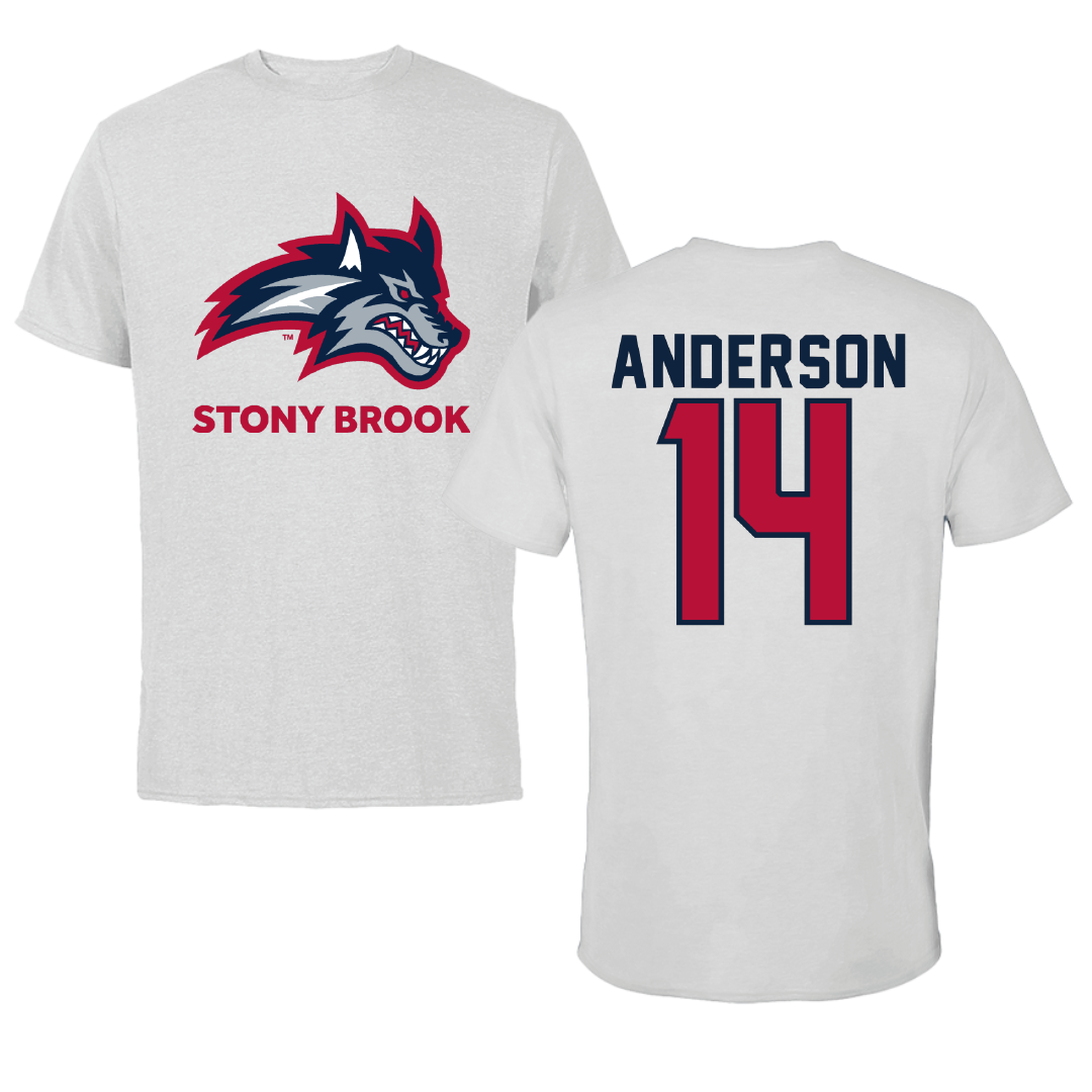 Stony Brook University Volleyball Light Gray Performance Tee - #14 Quinn Anderson