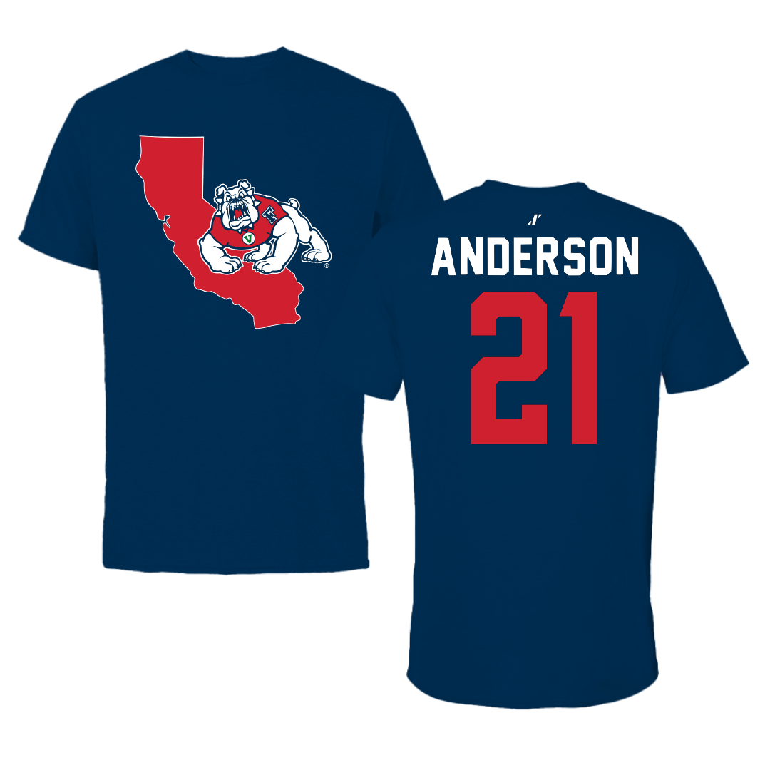 Fresno State University Water Polo Navy State Tee - #21 Kira Anderson