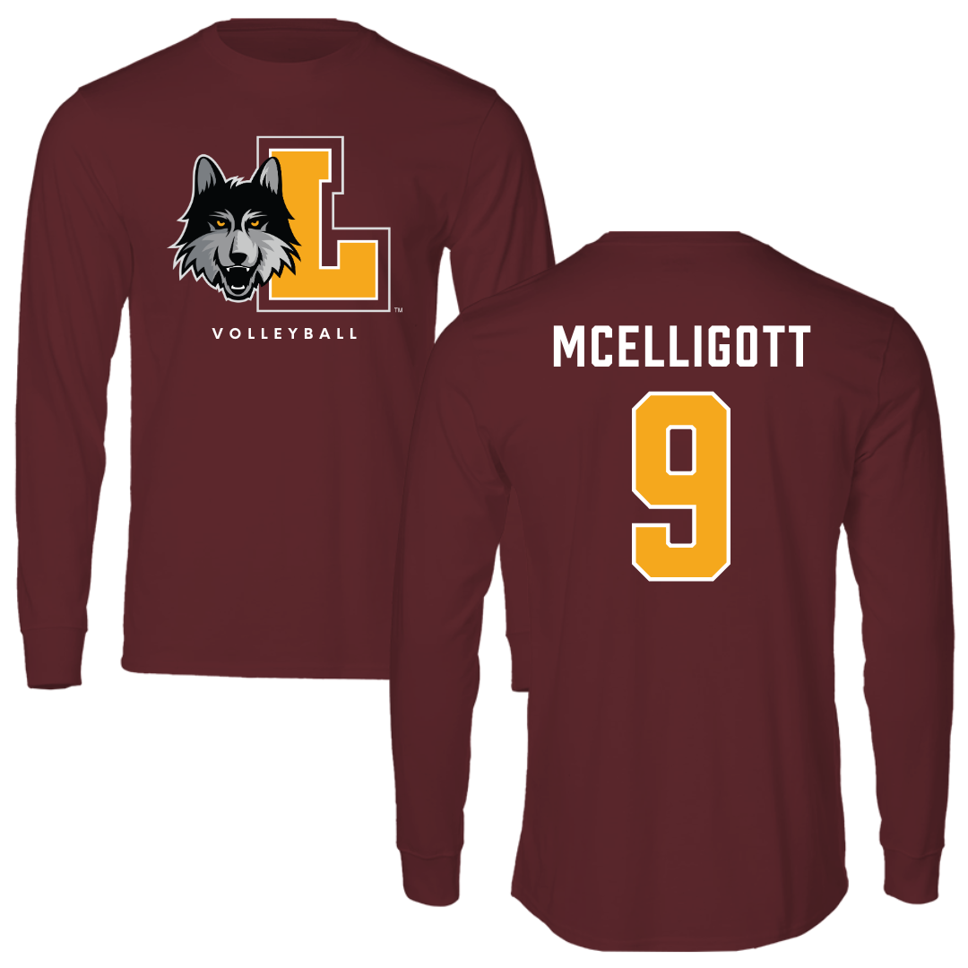 Loyola University-Chicago Volleyball Maroon Mascot Performance Long Sleeve - #9 Ryan McElligott