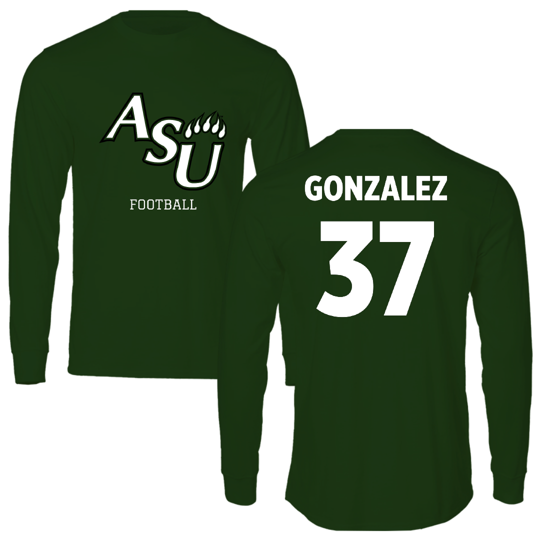 Adams State University Football Forest Green Block Long Sleeve - #37 Andres Gonzalez