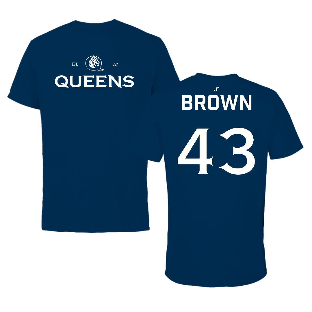 Queens University of Charlotte Lacrosse Navy General Performance Tee - #43 Will Brown
