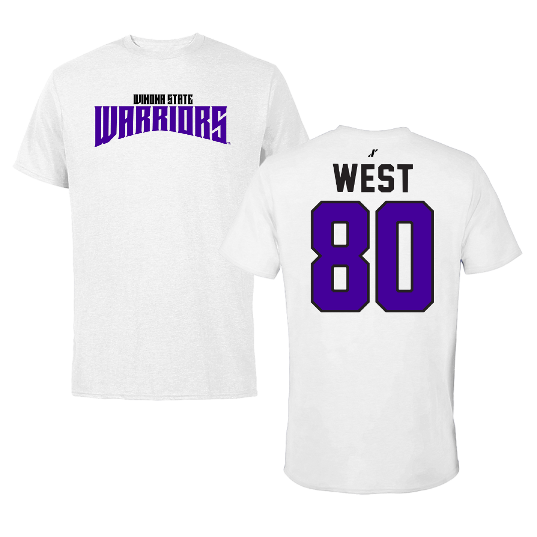 Winona State University Football White Classic Performance Tee - #80 Jaylen West