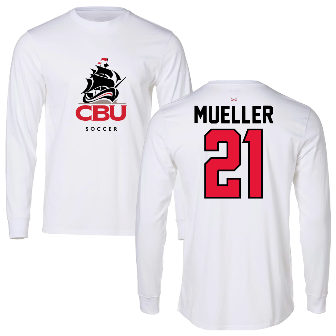 Christian Brothers University Soccer White Performance Long Sleeve - #21 Clair Mueller