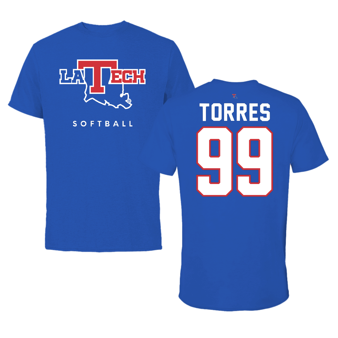 Louisiana Tech University Softball True Royal Tee - #99 Reese Torres