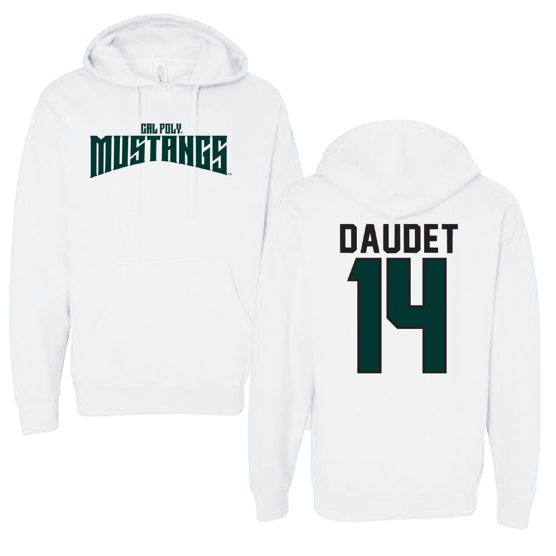 Cal Poly Baseball White Classic Hoodie - #14 Zach Daudet
