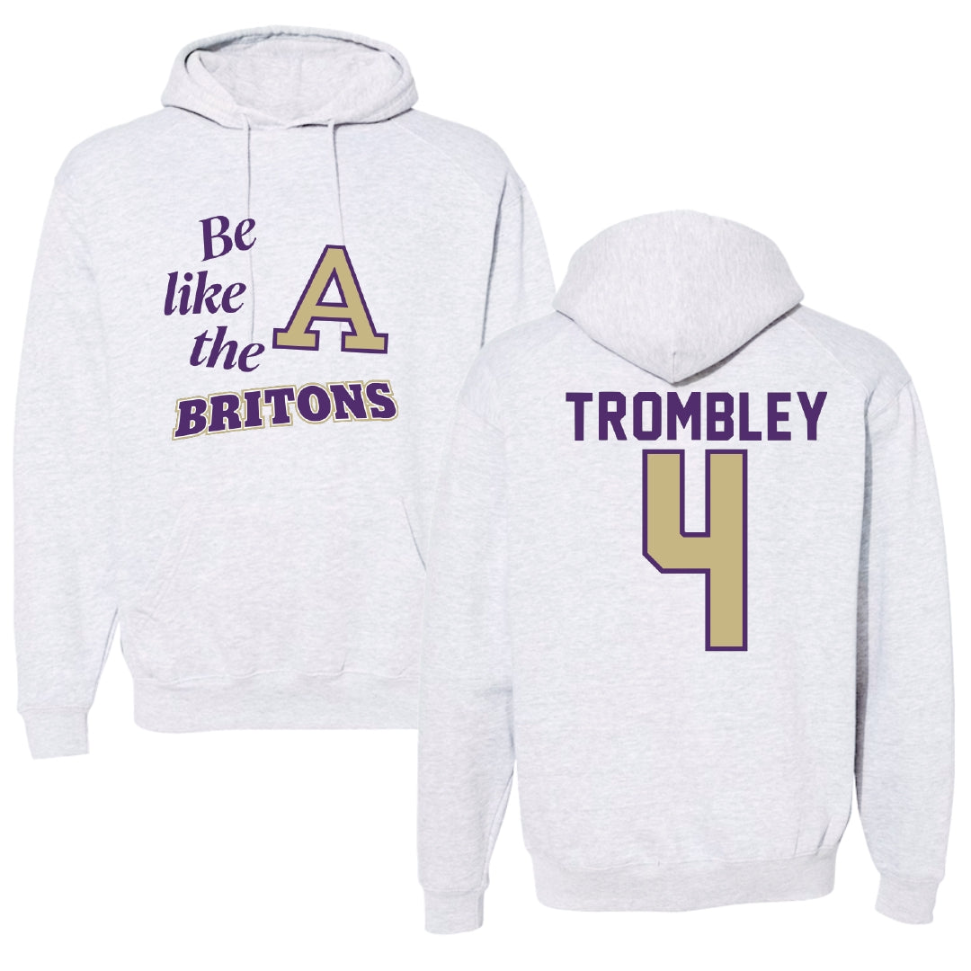 Albion College Baseball Light Gray Be Like Us Hoodie - #4 Ryan Trombley