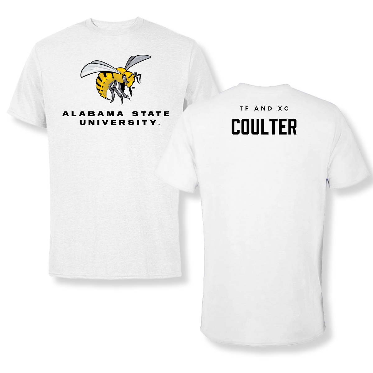 Alabama State University TF and XC White Tee - Jon Coulter