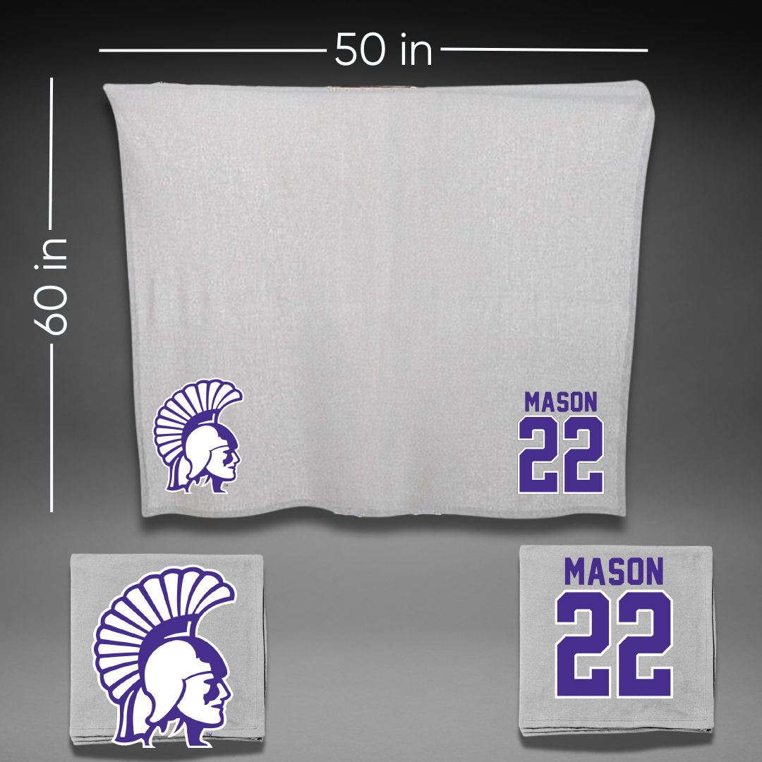 Winona State University Basketball Gray Blanket - #22 Tyler Mason