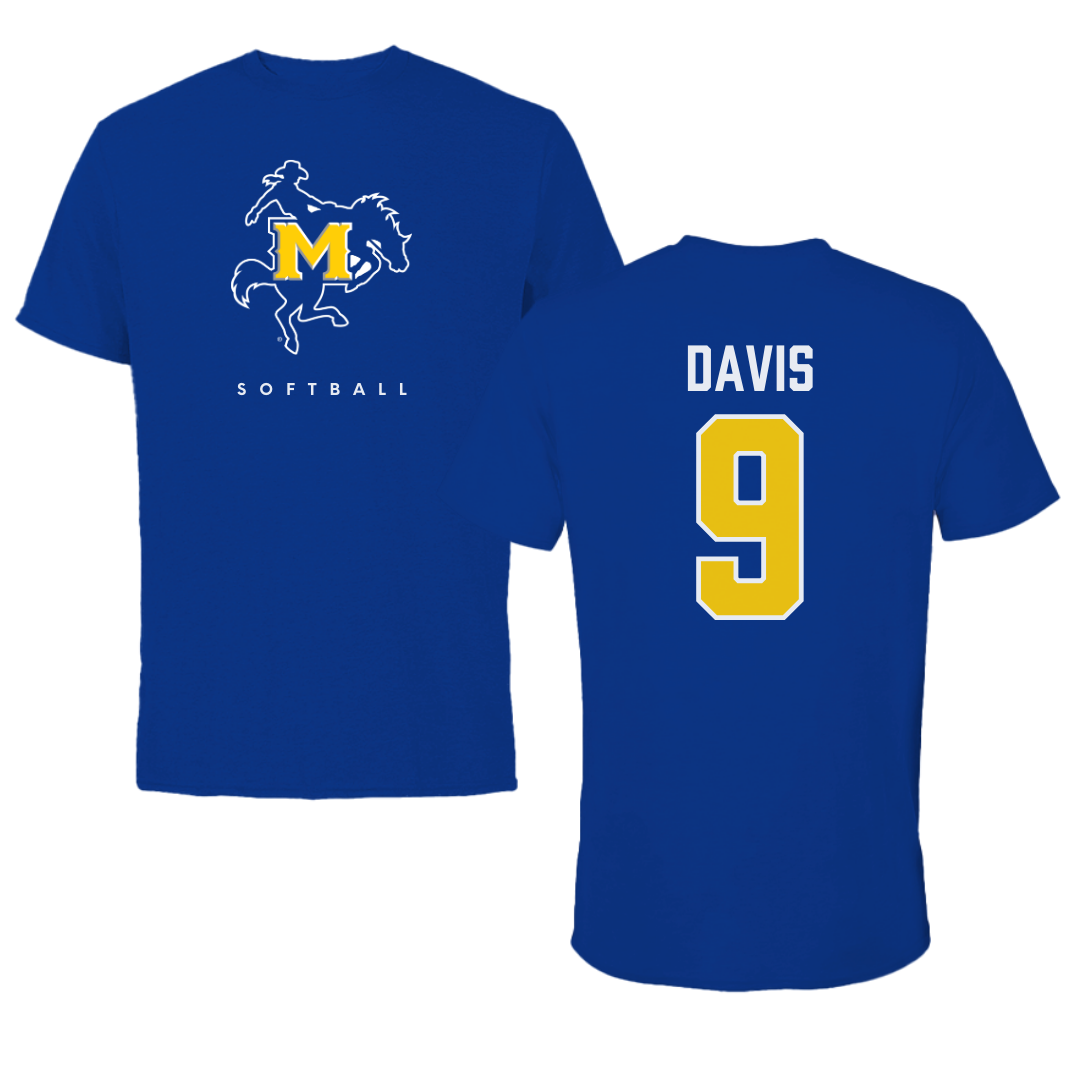 McNeese State University Softball True Royal Blue Performance Tee - #9 Lindsay Davis