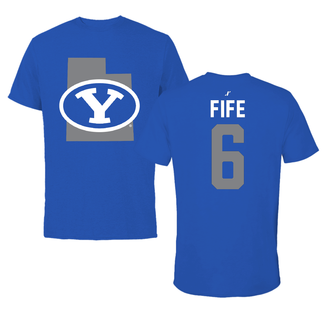 Brigham Young University Volleyball Blue State Tee - #6 Jackson Fife