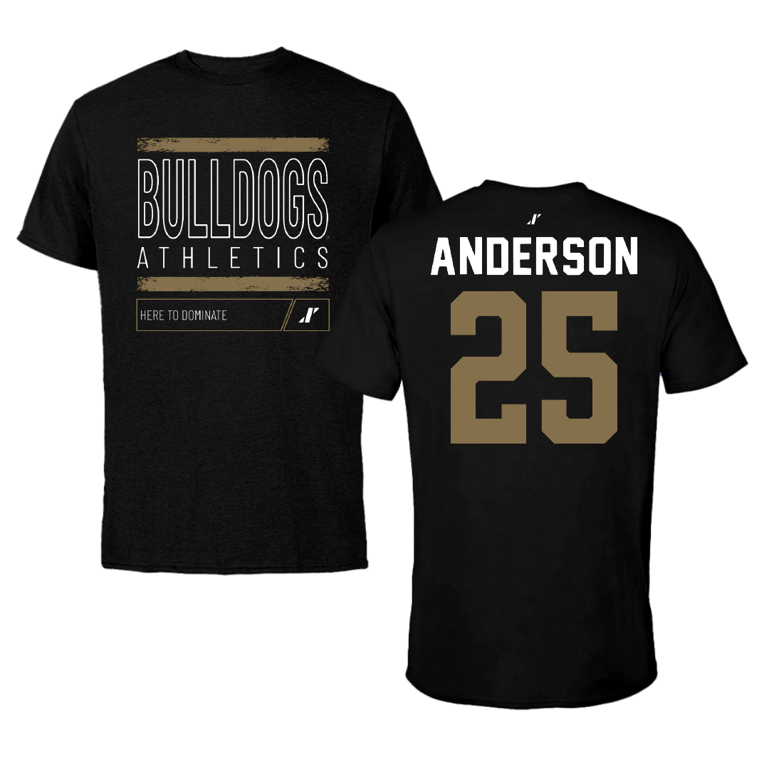 Bryant University Football Black Dominate Performance Tee - #25 Marcel Anderson
