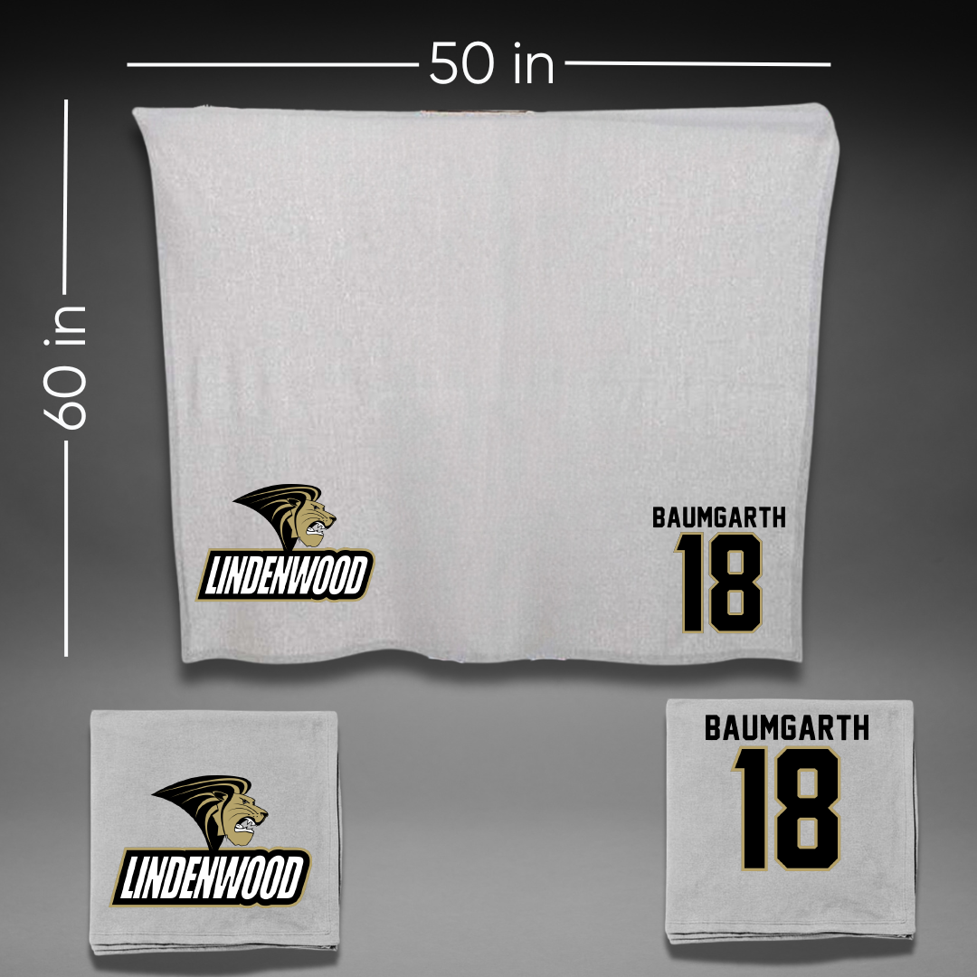 Lindenwood University Volleyball Gray Blanket - #18 Ty Baumgarth