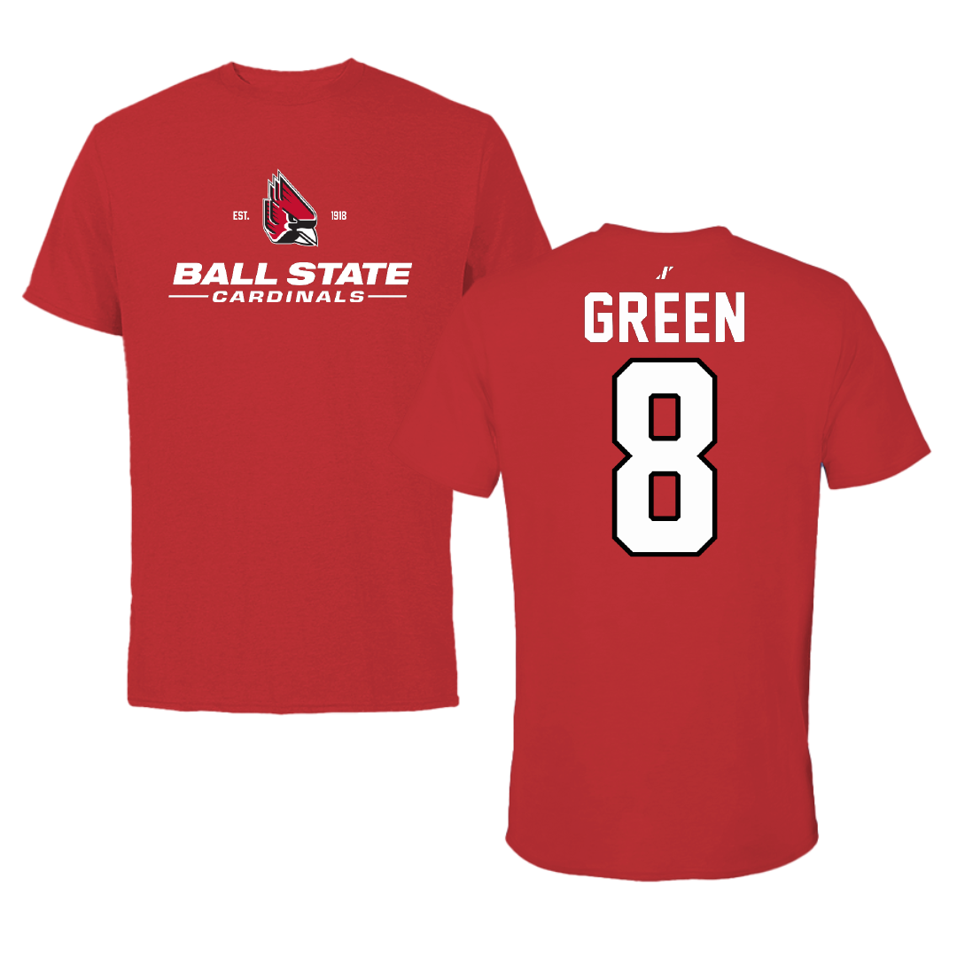 Ball State University Volleyball Red General Tee - #8 Lindsey Green