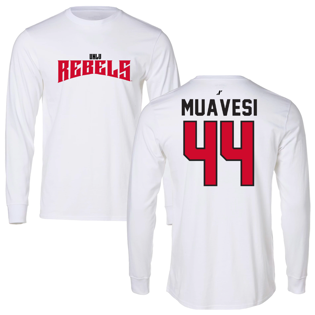 University of Nevada-Las Vegas Football White Classic Performance Long Sleeve - #44 Waisale Muavesi