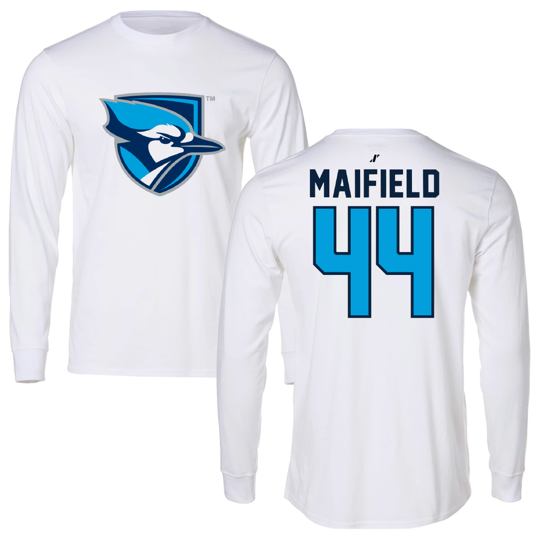 Elmhurst University Baseball White Performance Long Sleeve - #44 Davis Maifield