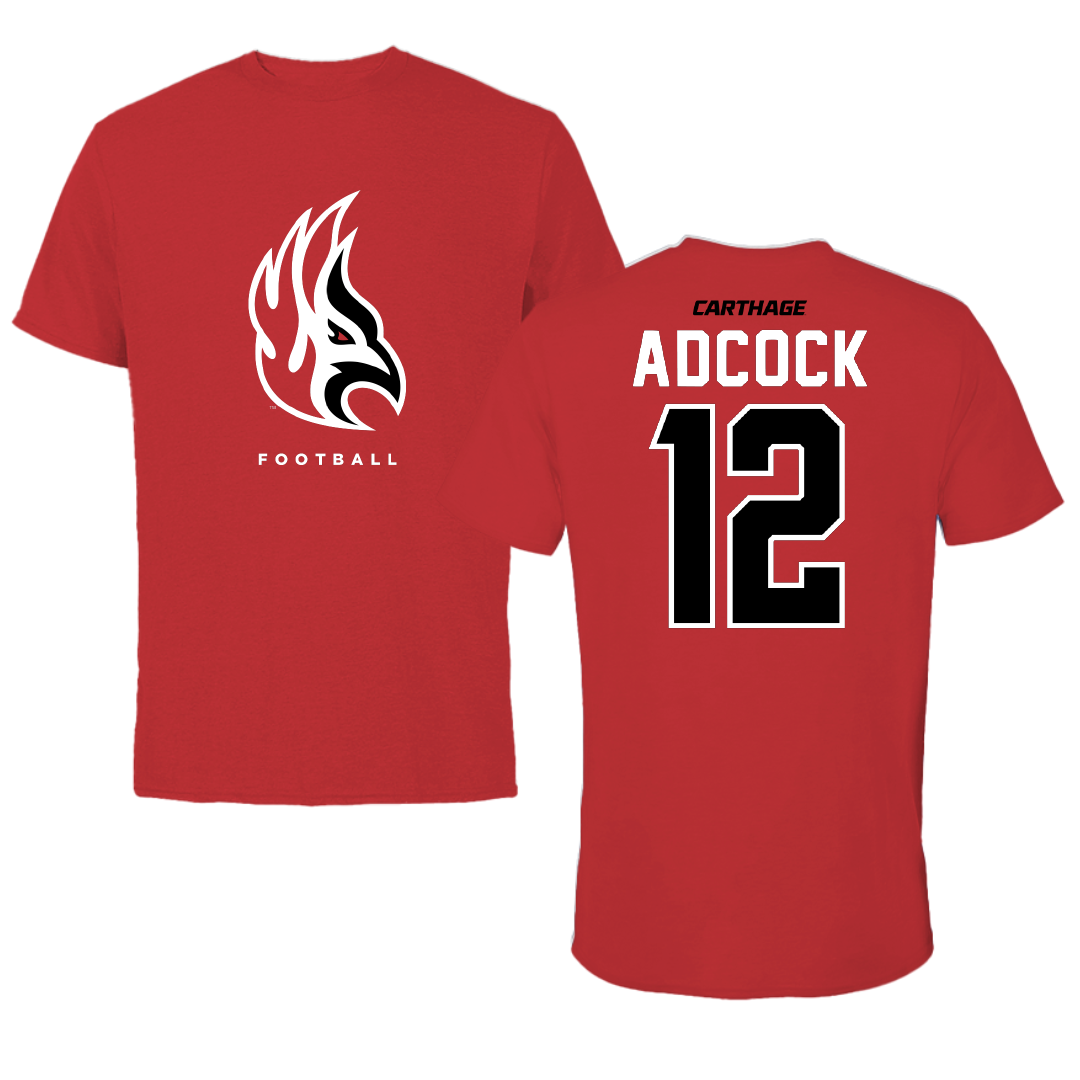 Carthage College Football Red Tee - #12 Austin Adcock