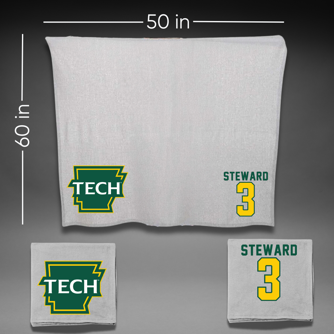 Arkansas Tech University Football Gray Blanket - #3 Jyrin Steward