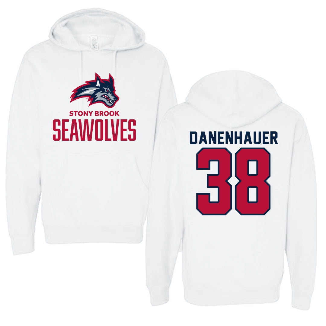 Stony Brook University Football White Hoodie - #38 Sid Danenhauer